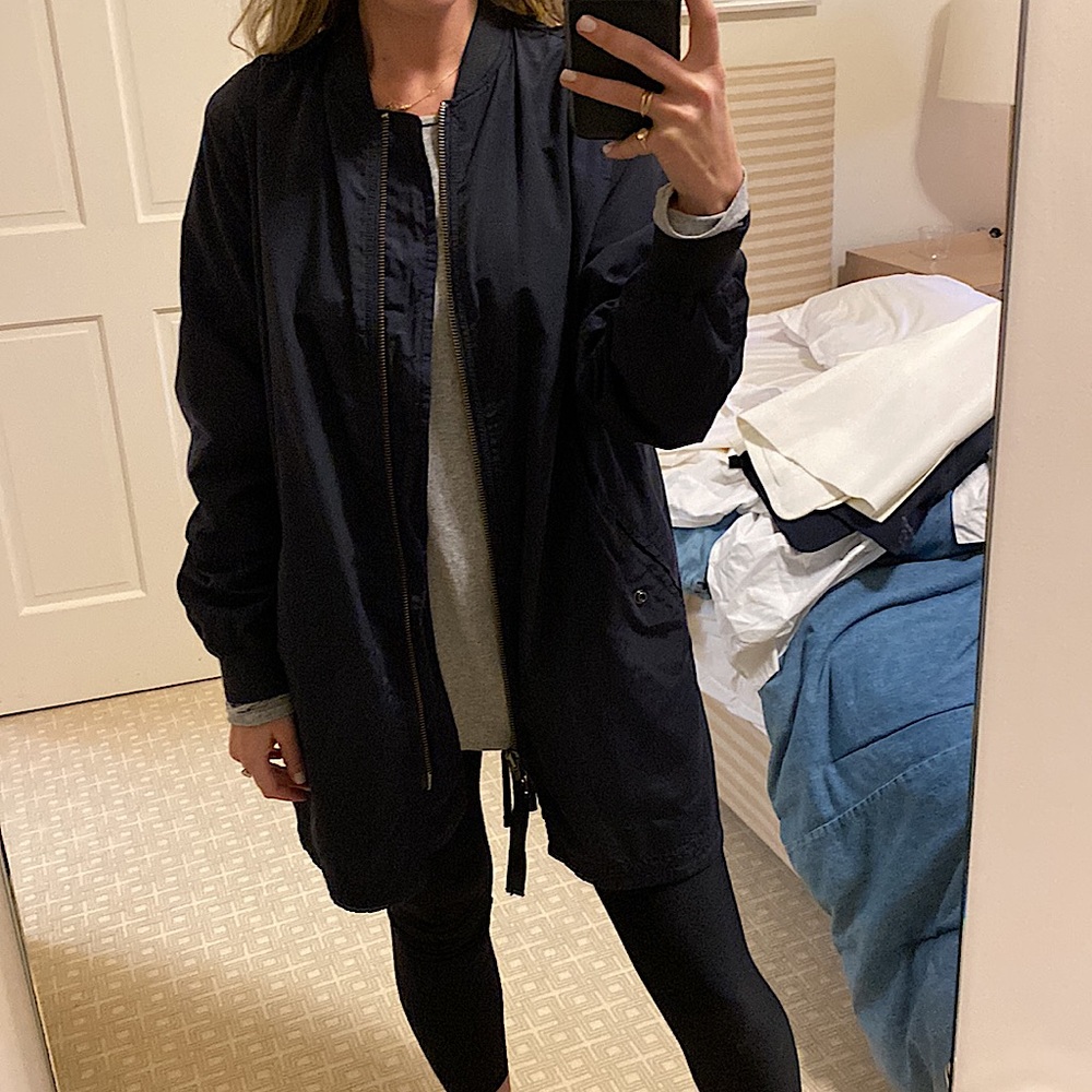 Vince long nylon bomber navy